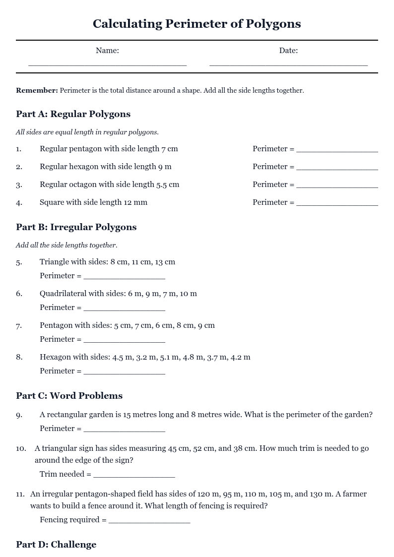 Calculating Perimeter of Polygons
