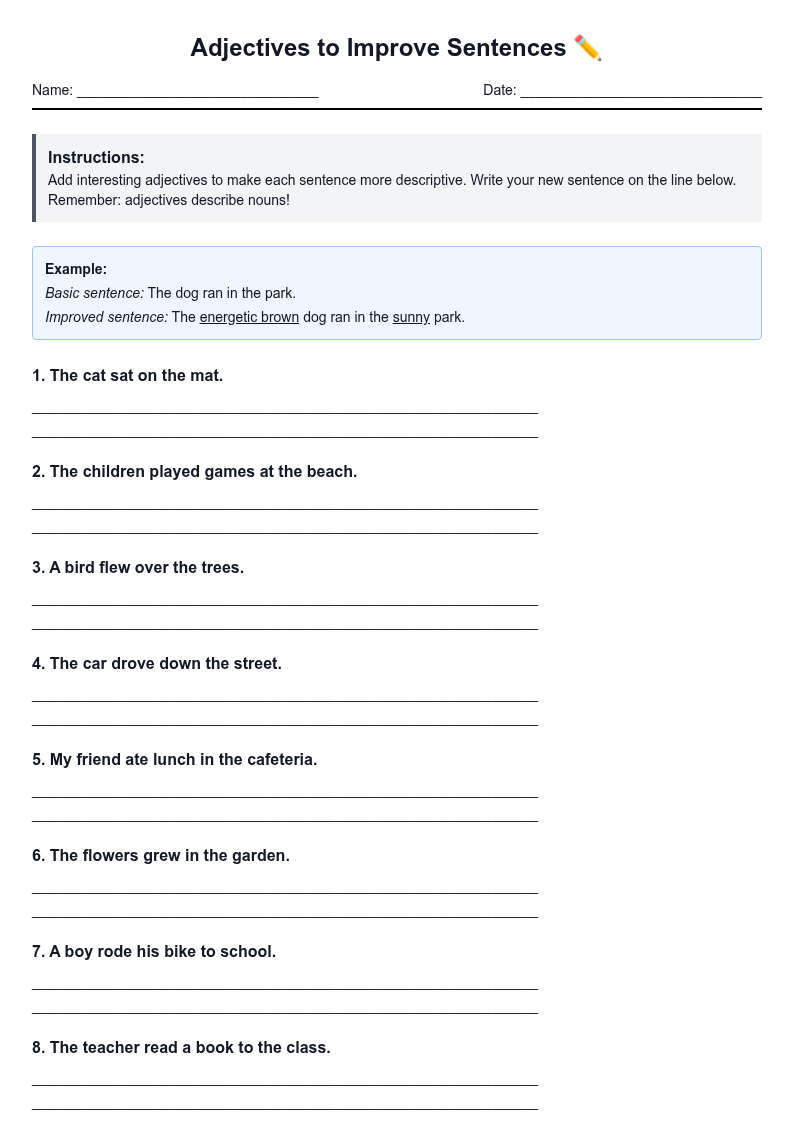 Adjectives to Improve Sentences