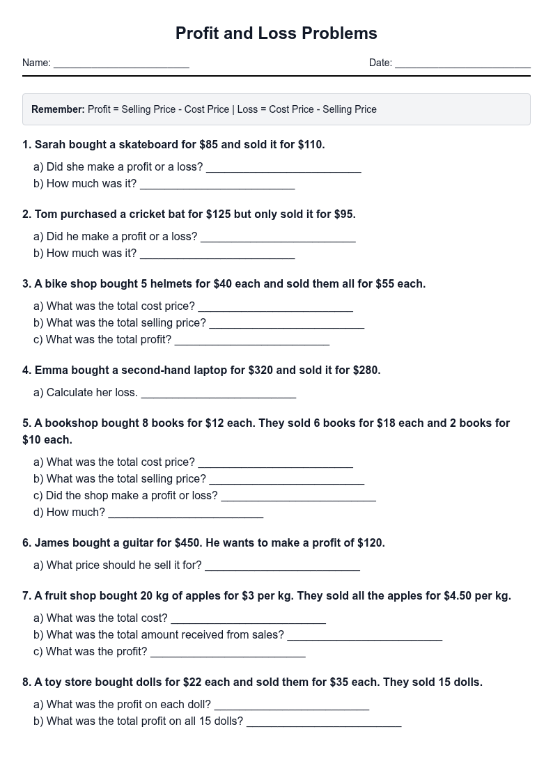 Profit and Loss Problems