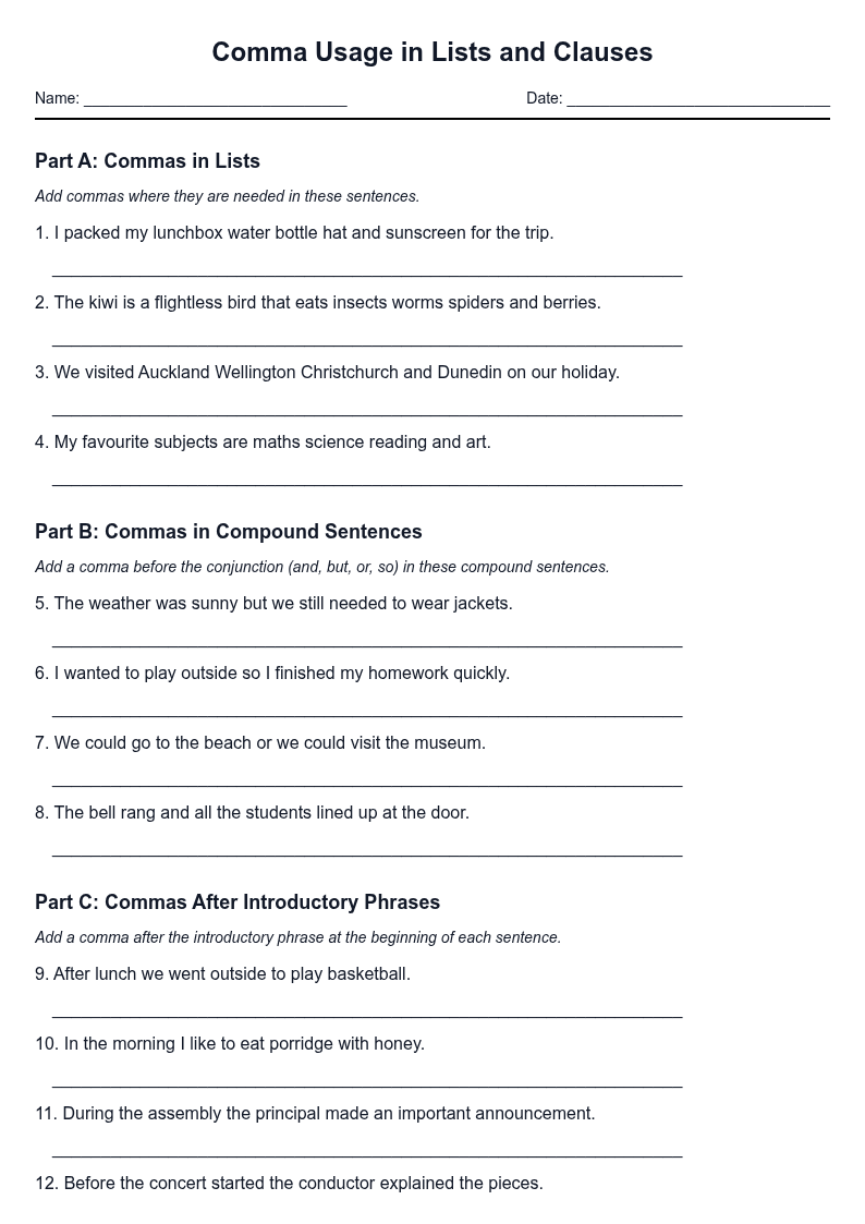 Comma Usage in Lists and Clauses