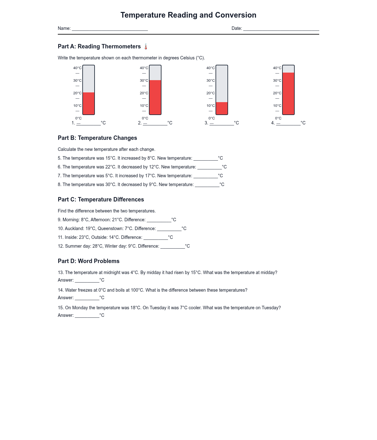 Temperature Reading and Conversion
