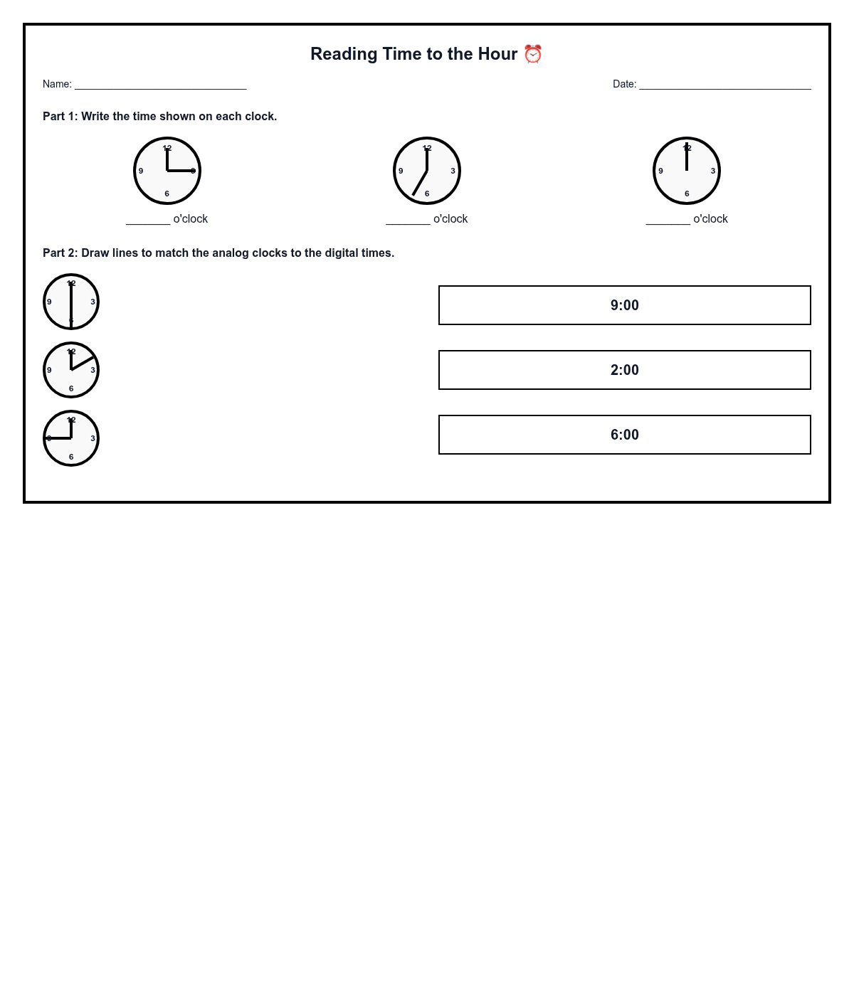 Reading Time to the Hour