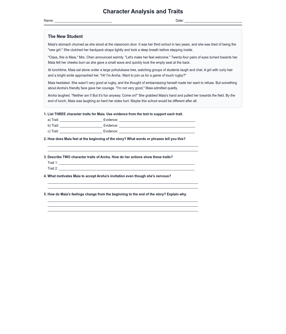 Character Analysis and Traits