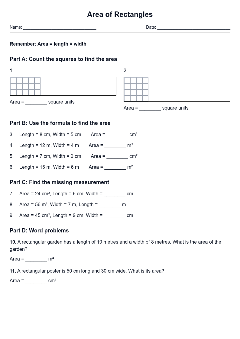 Area of Rectangles