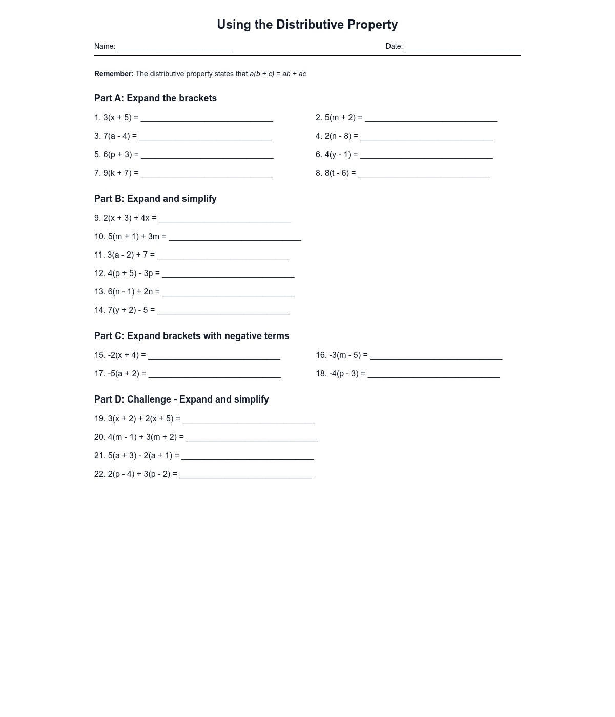 Using the Distributive Property