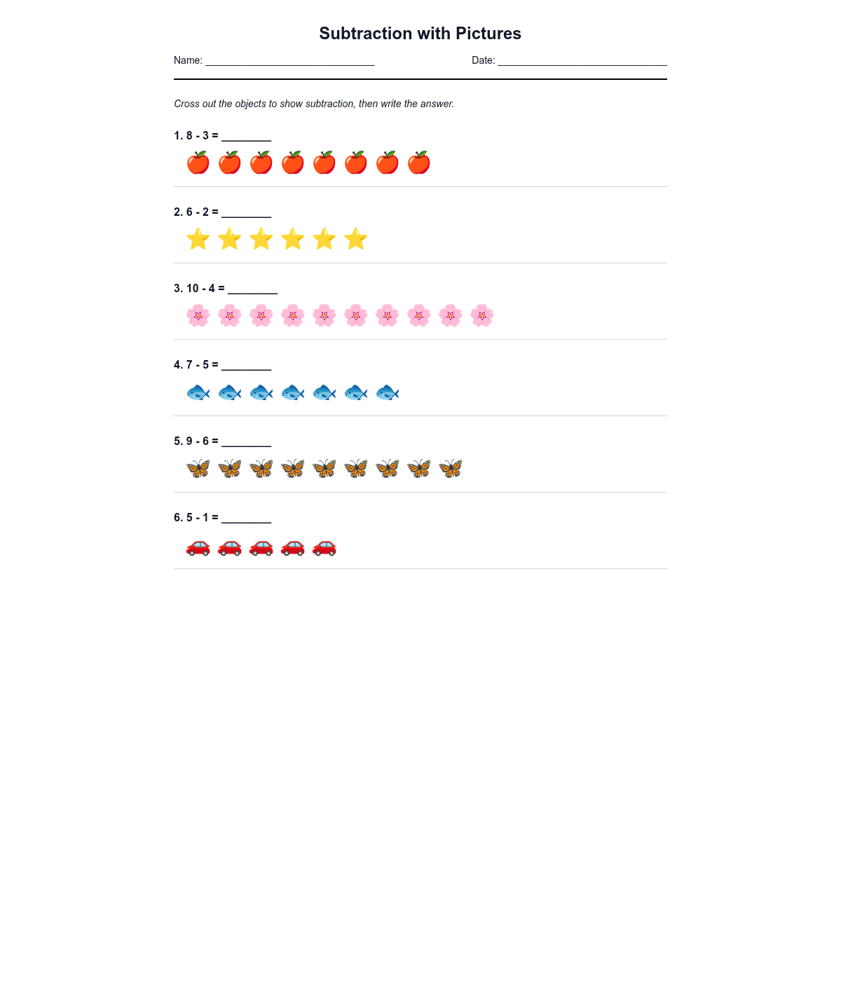 Subtraction with Pictures