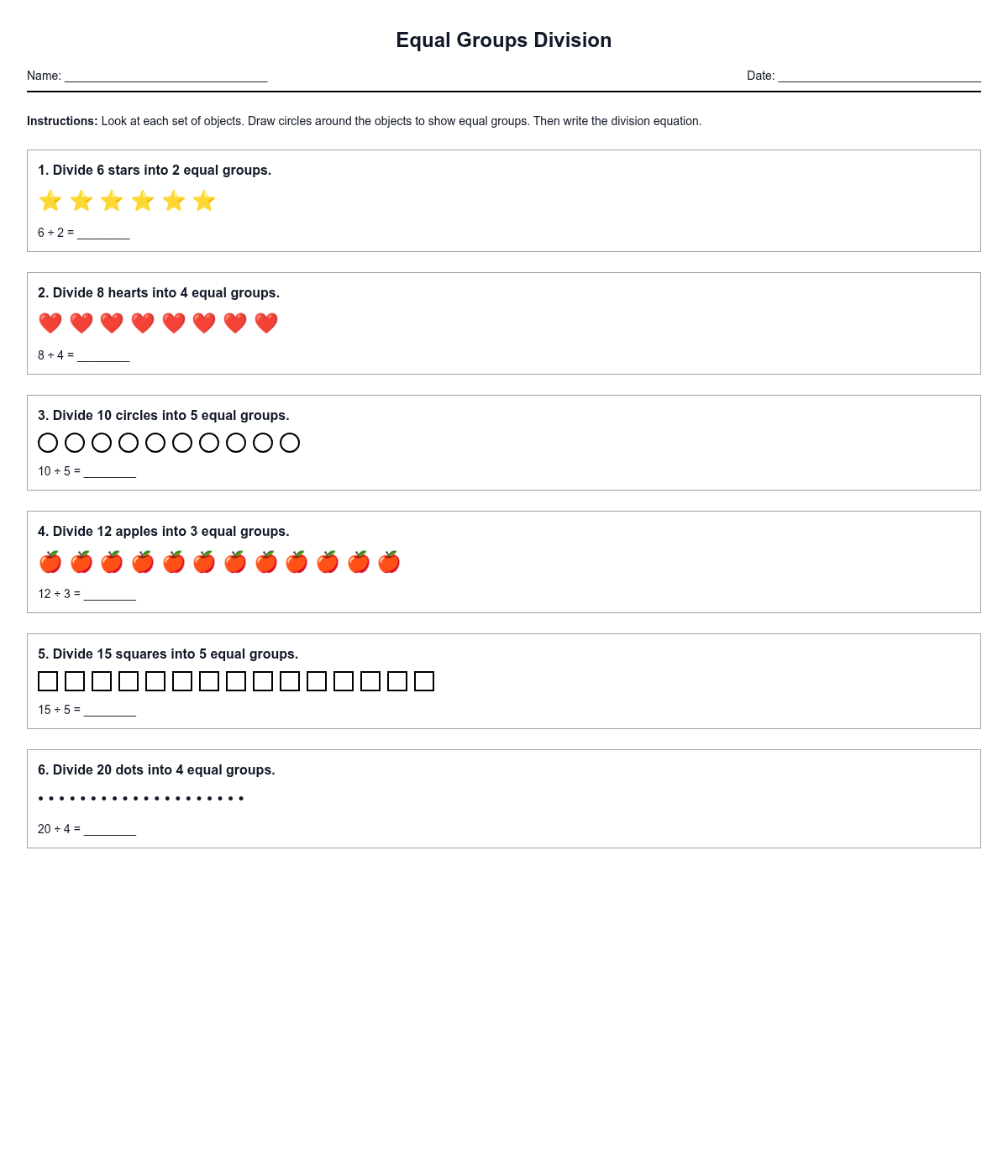 Equal Groups Division