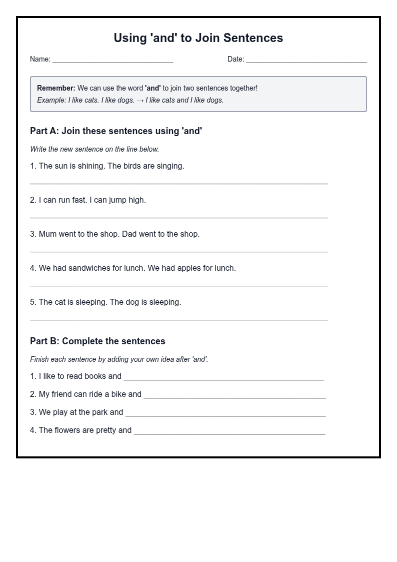 Using 'and' to Join Sentences