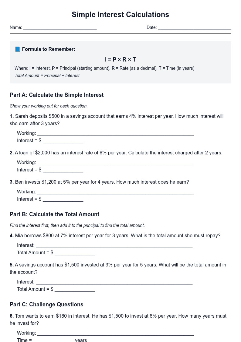 Simple Interest Calculations