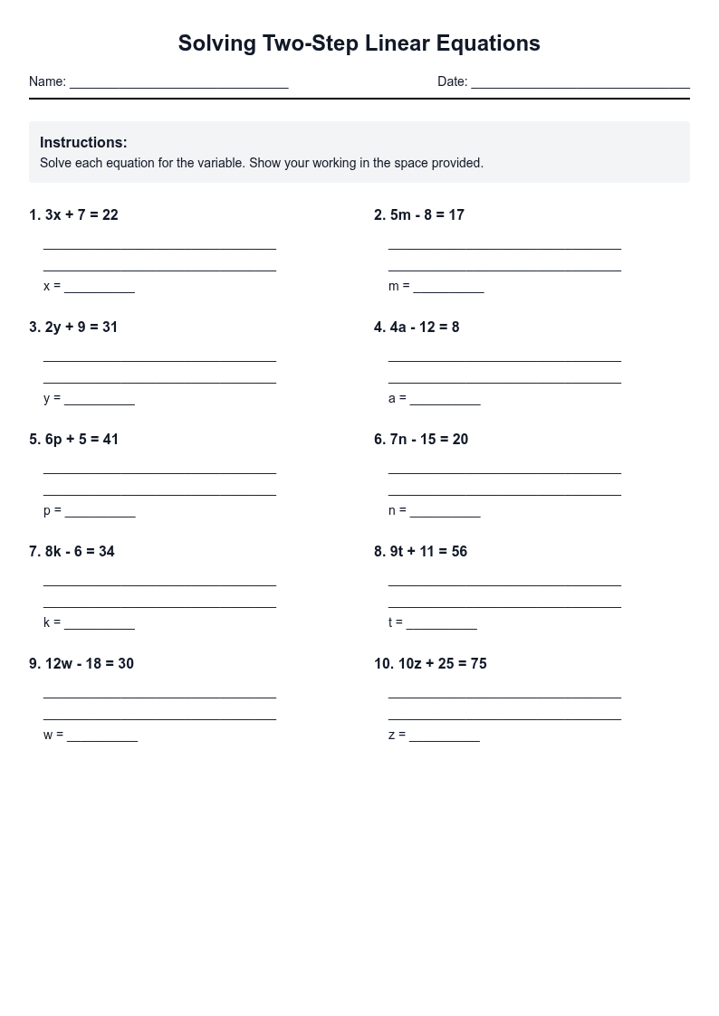 Solving Two-Step Linear Equations