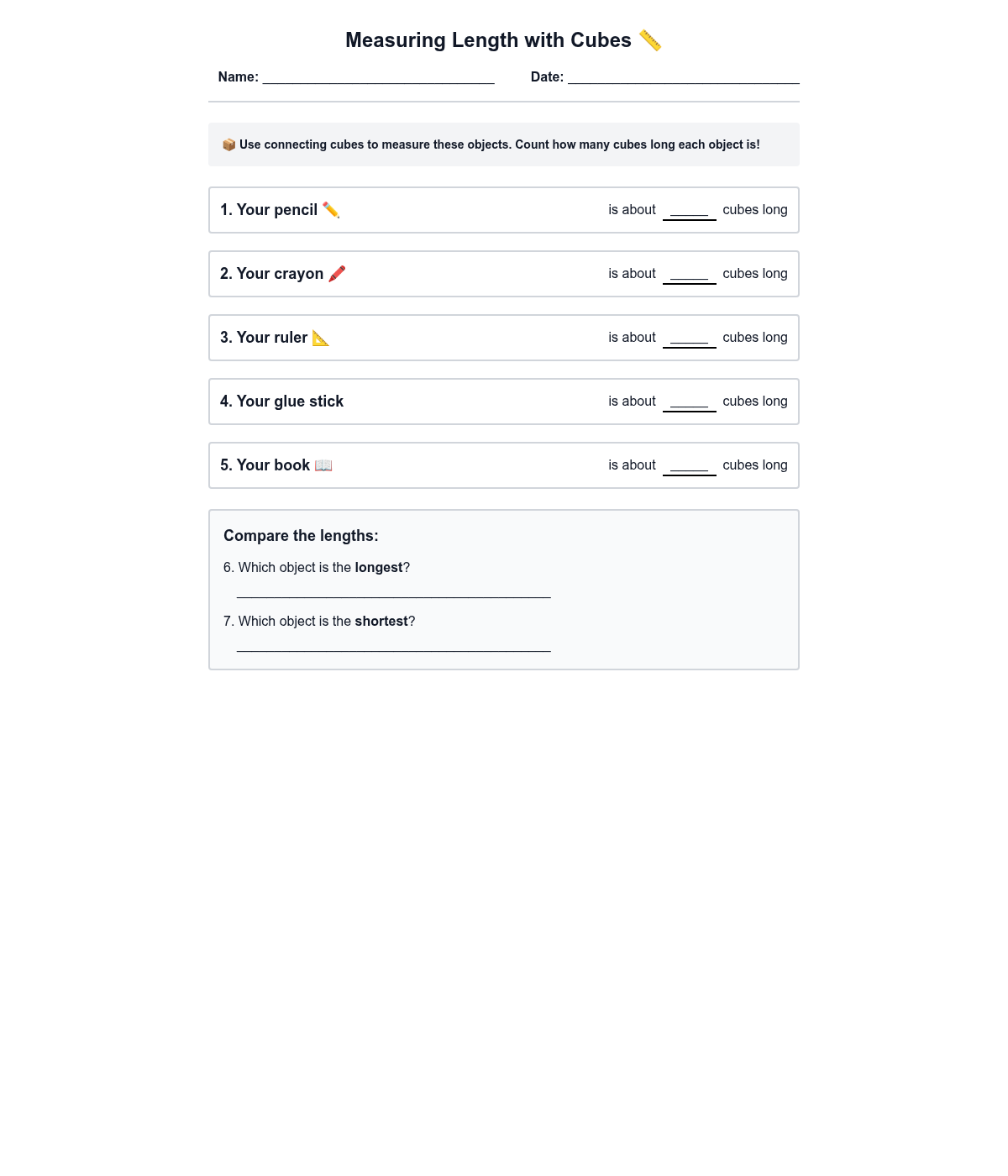Measuring Length with Cubes