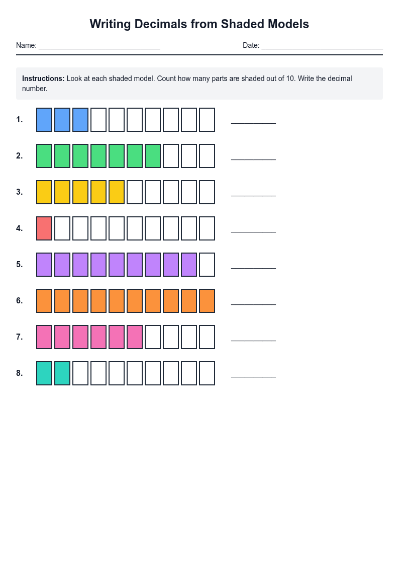 Writing Decimals from Shaded Models