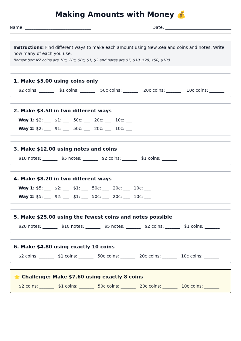Making Amounts with Money