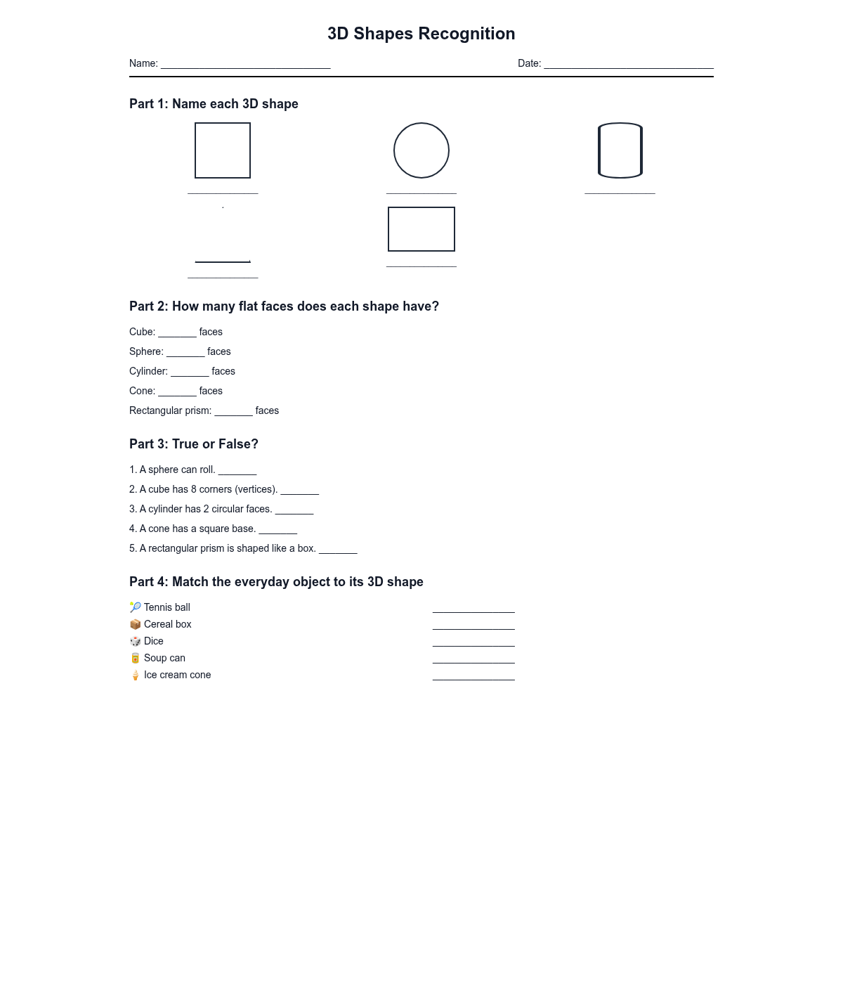 3D Shapes Recognition