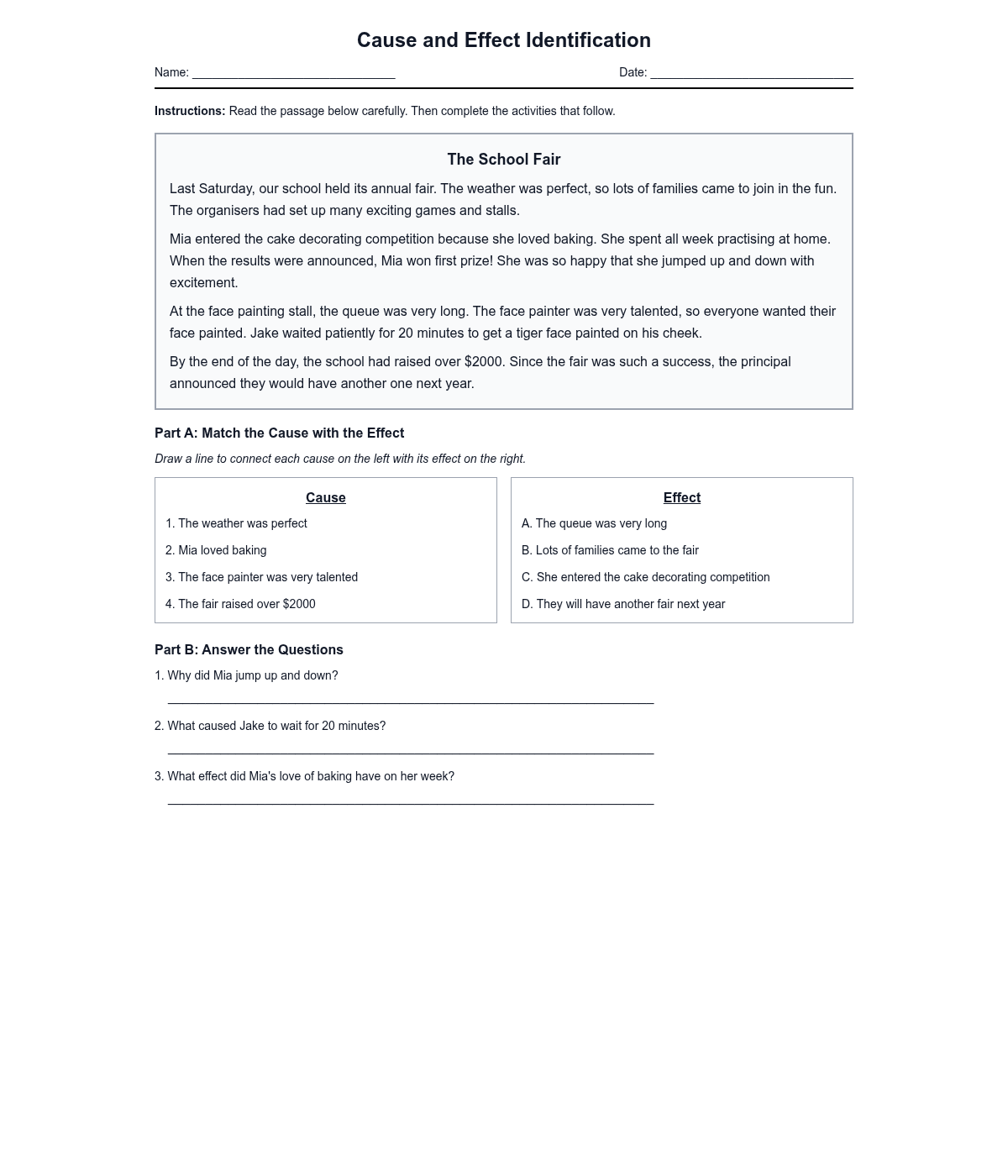 Cause and Effect Identification