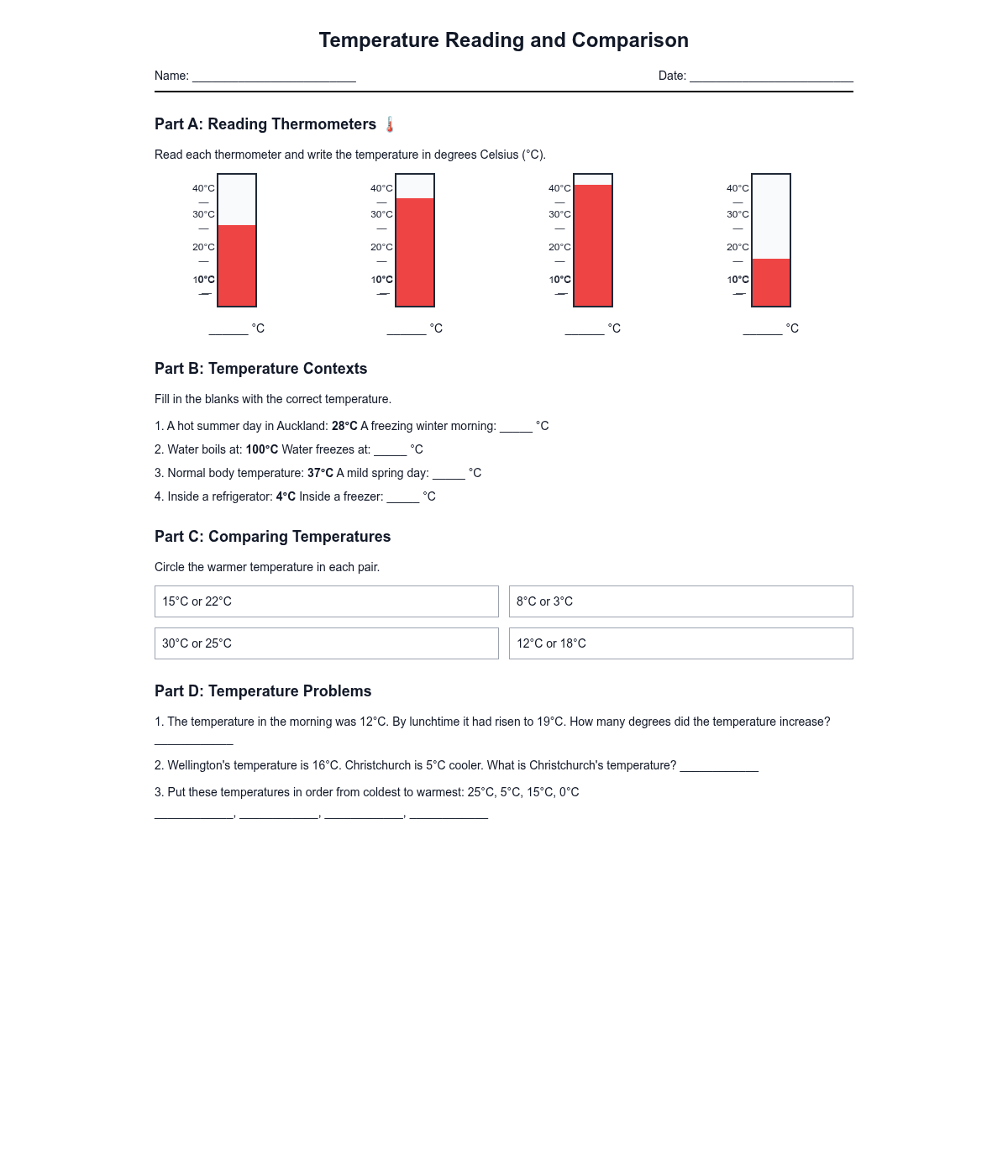 Temperature Reading and Comparison