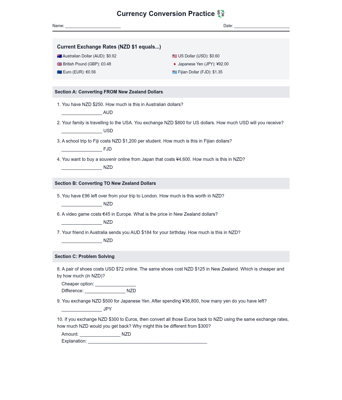 Currency Conversion Practice