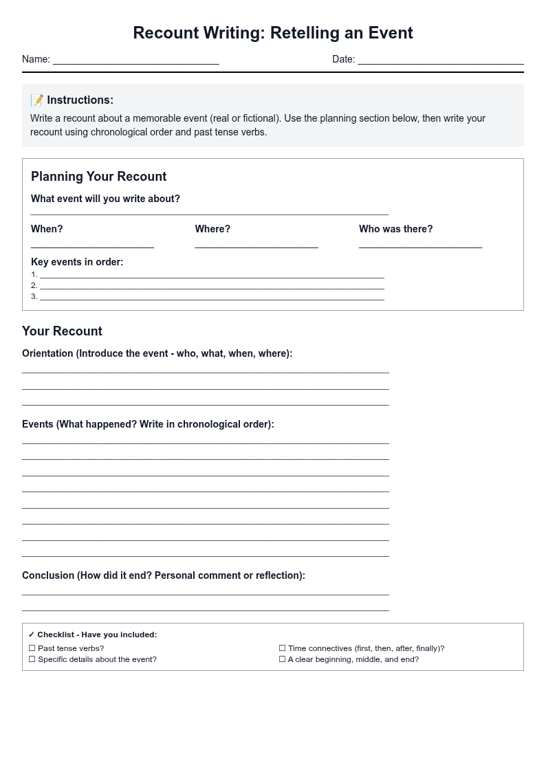 Recount Writing: Retelling an Event