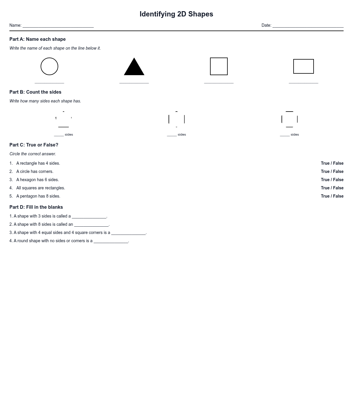 Identifying 2D Shapes