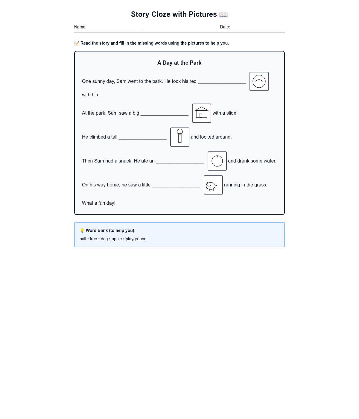 Story Cloze with Pictures
