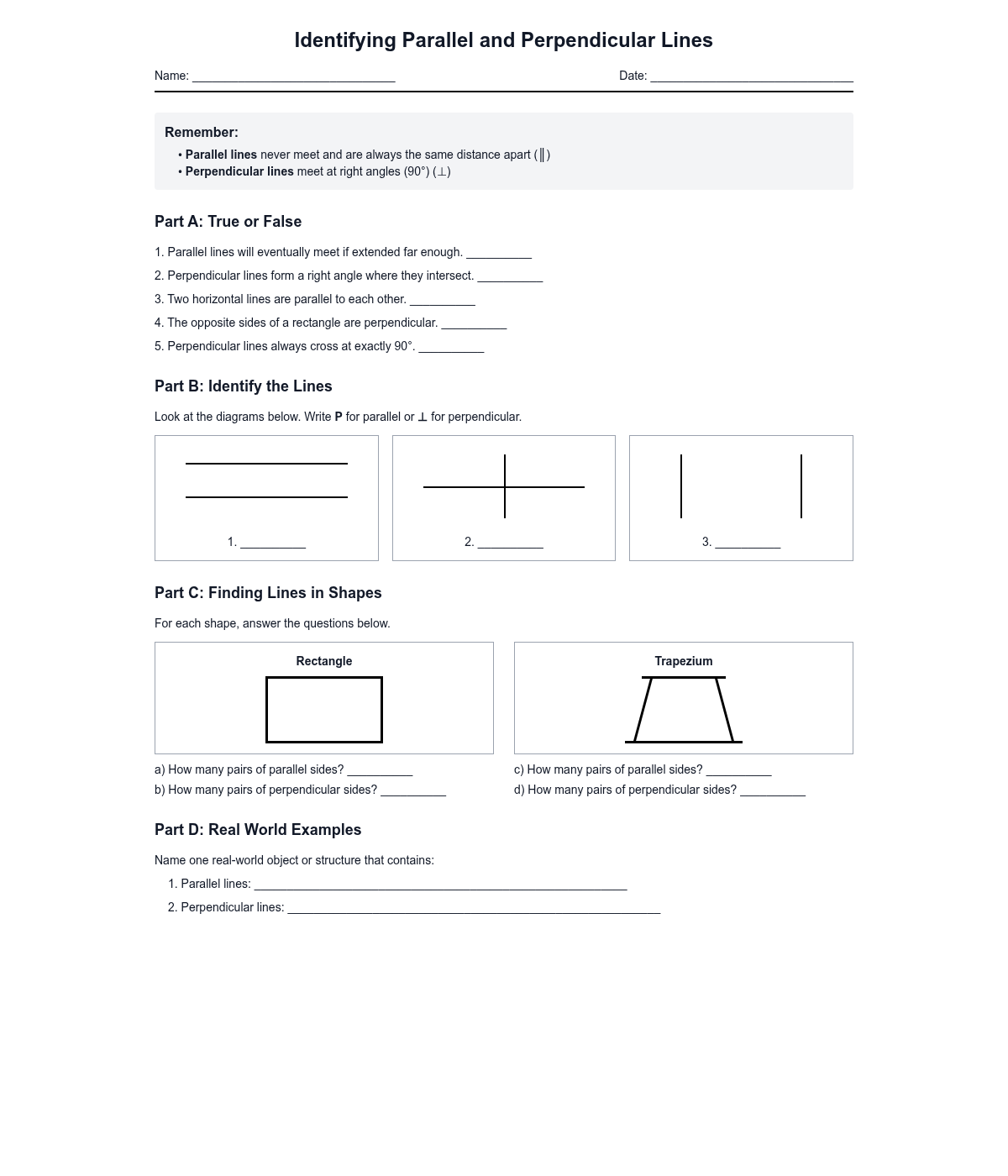 Identifying Parallel and Perpendicular Lines