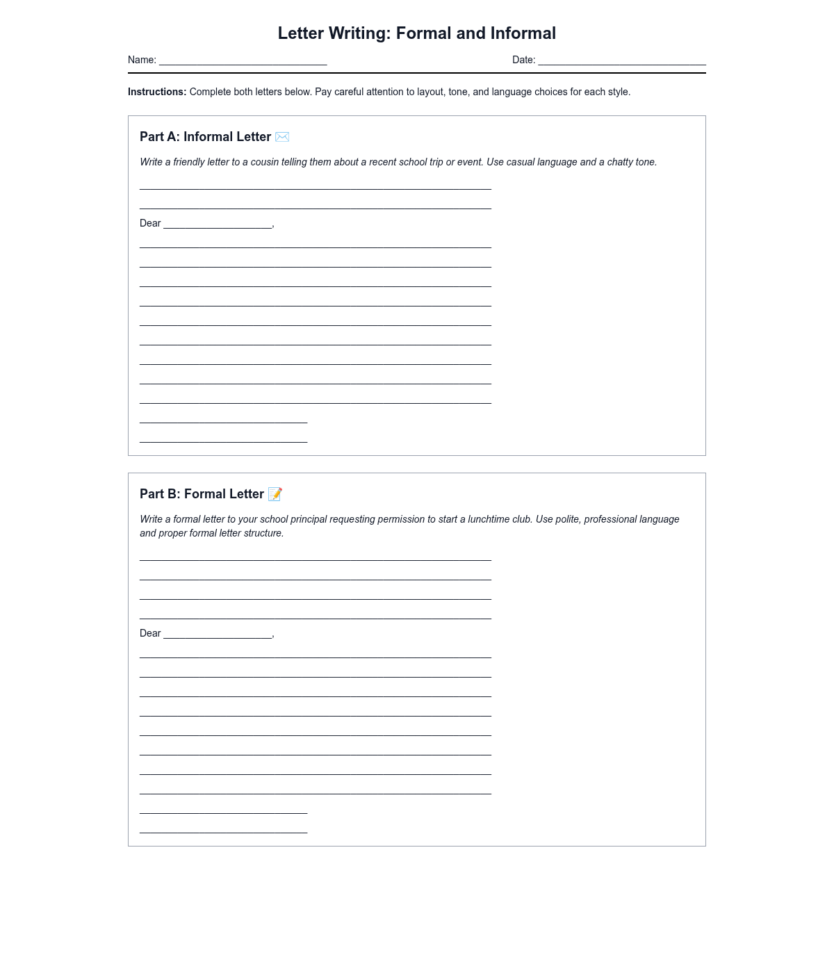 Letter Writing Formal and Informal