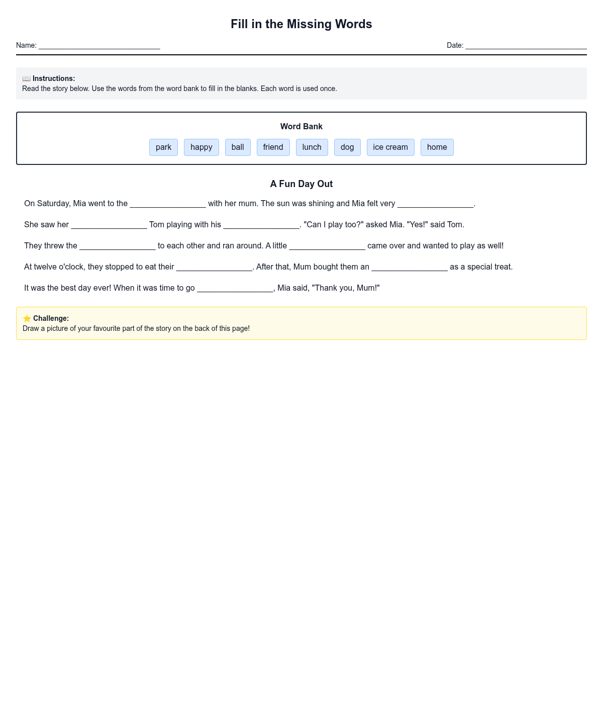 Fill in the Missing Words