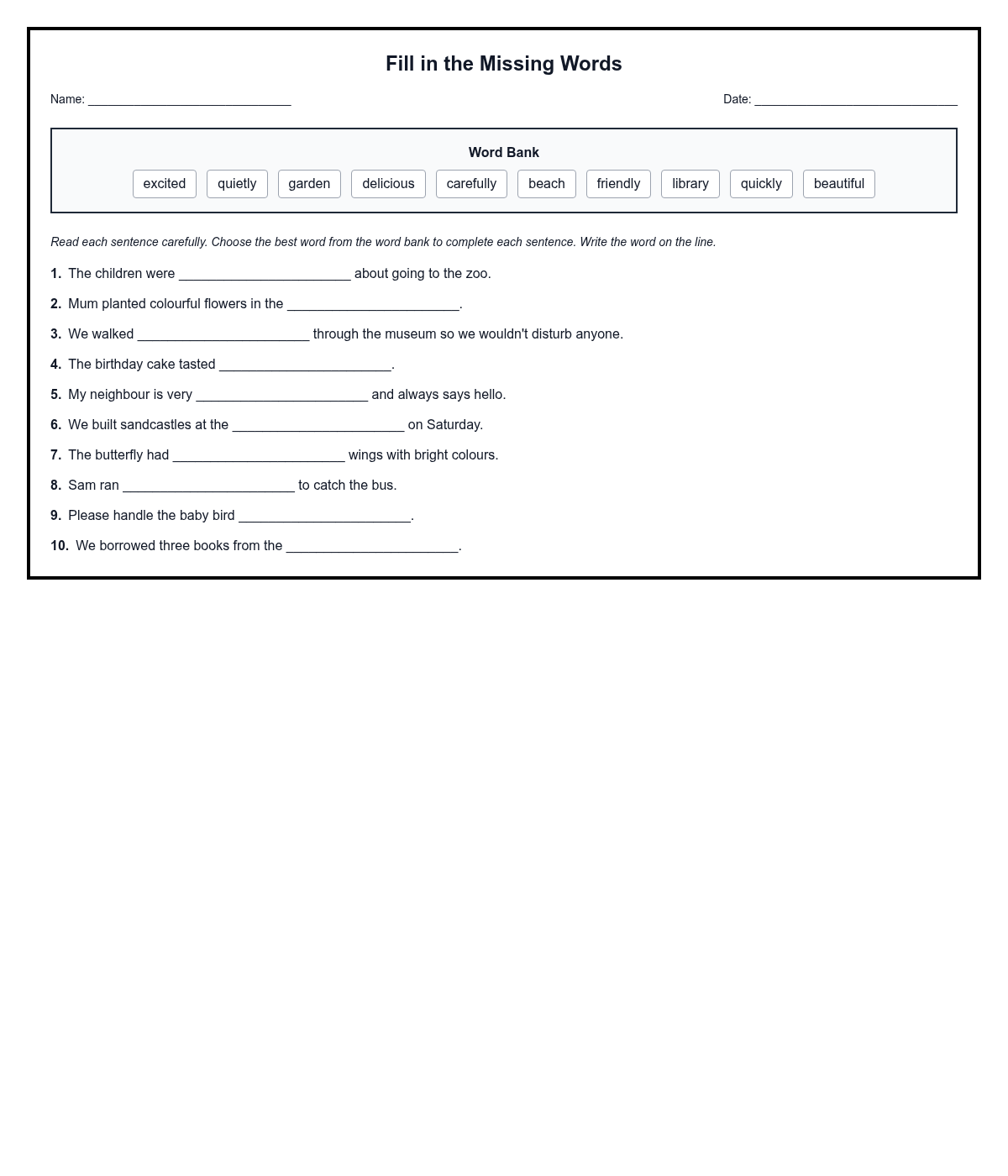 Fill in the Missing Words