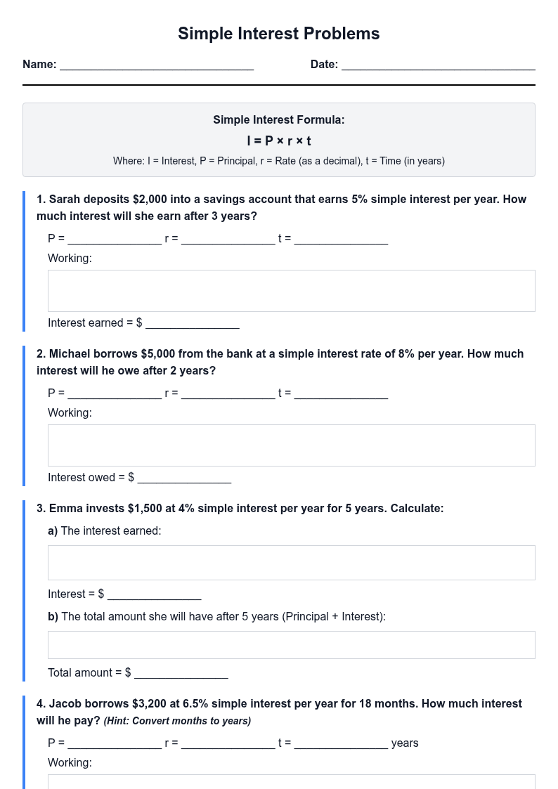 Simple Interest Problems