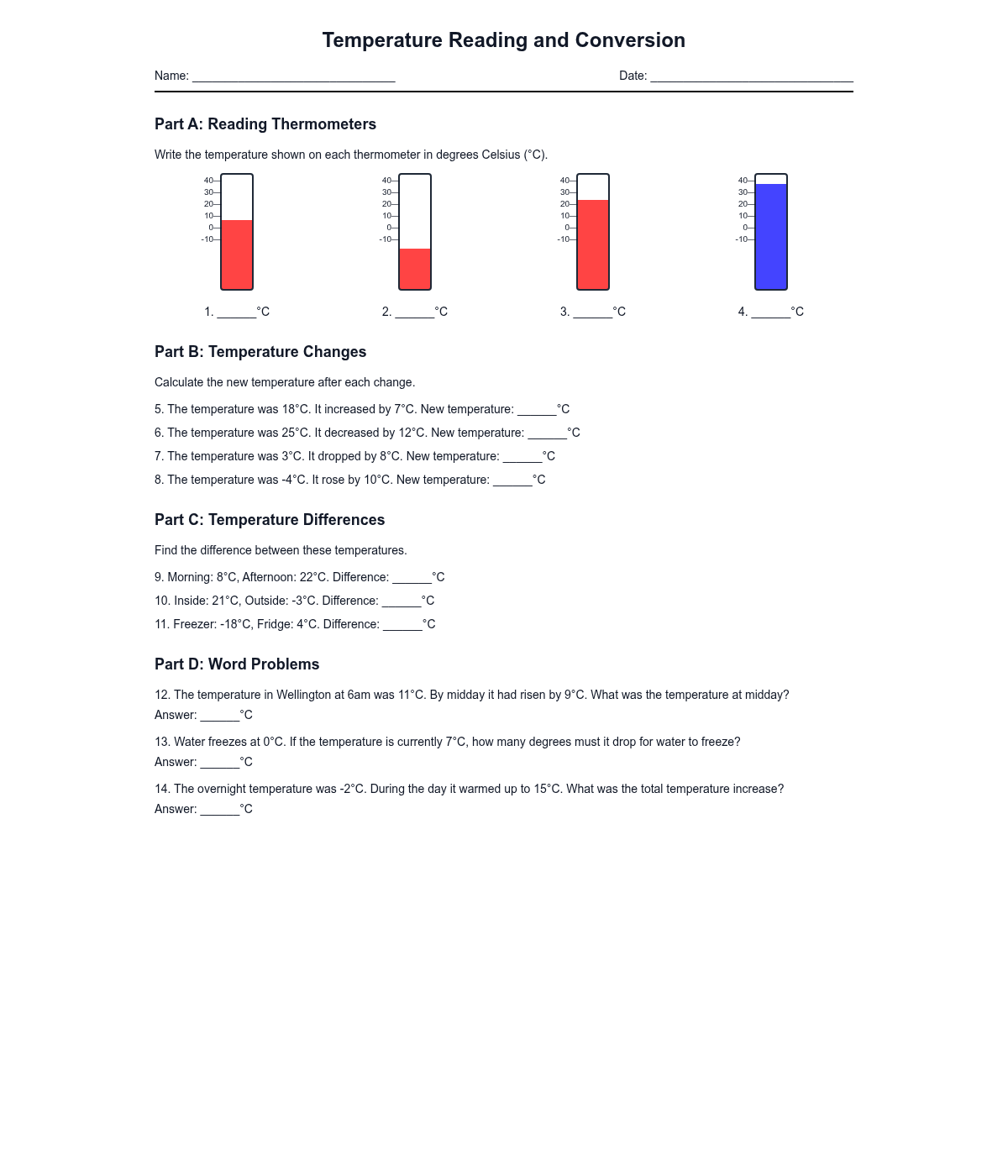 Temperature Reading and Conversion
