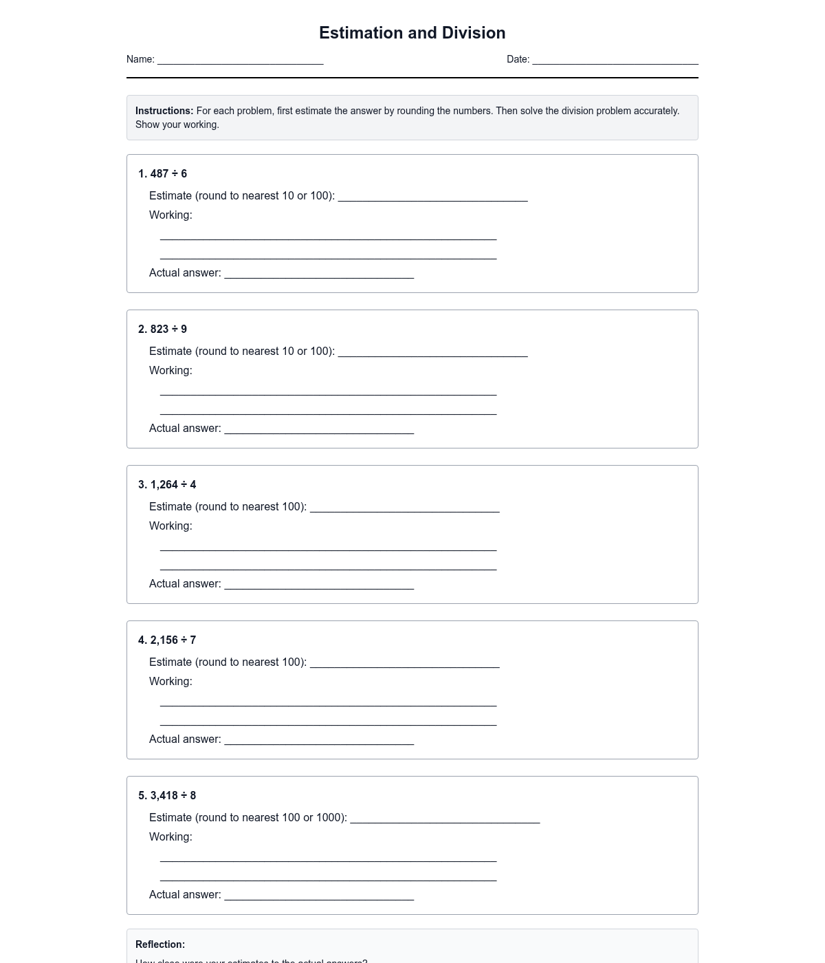 Estimation and Division