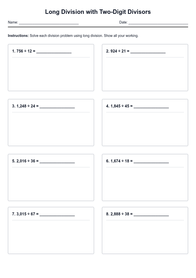 Long Division with Two-Digit Divisors