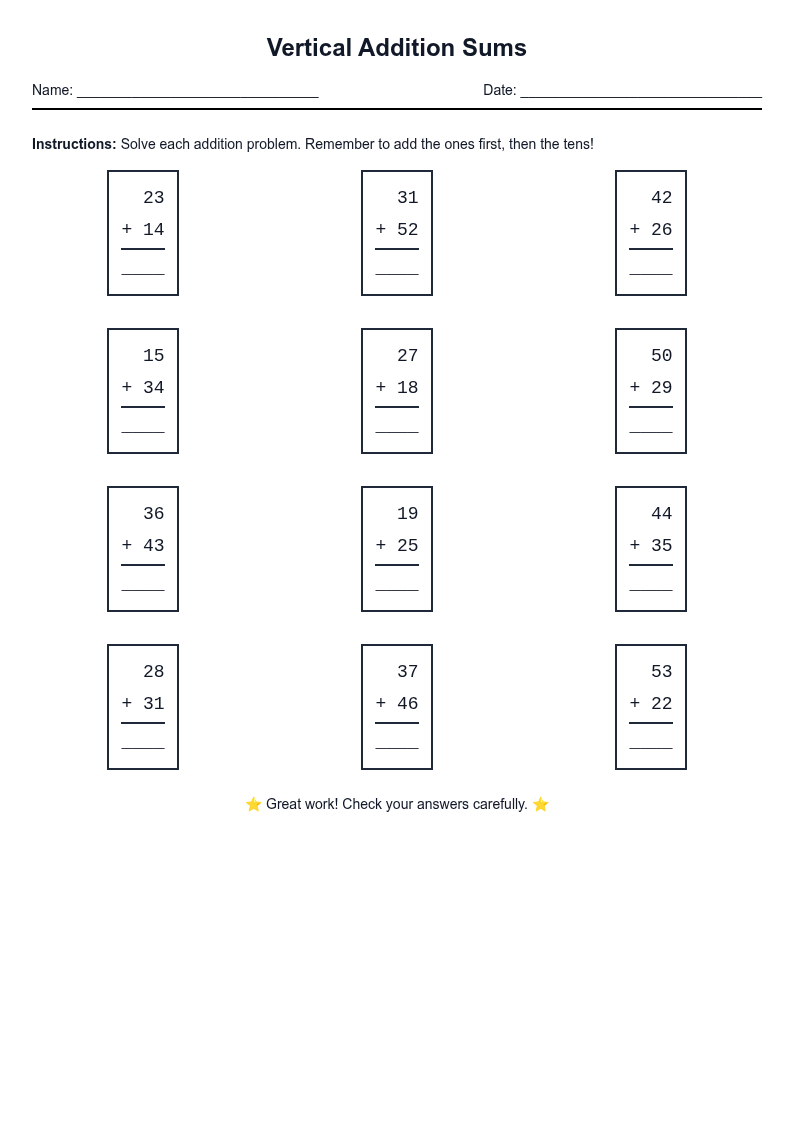 Vertical Addition Sums
