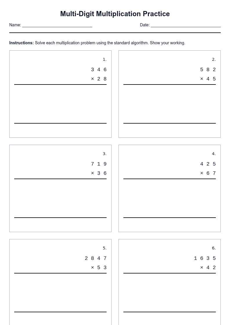 Multi-Digit Multiplication Practice