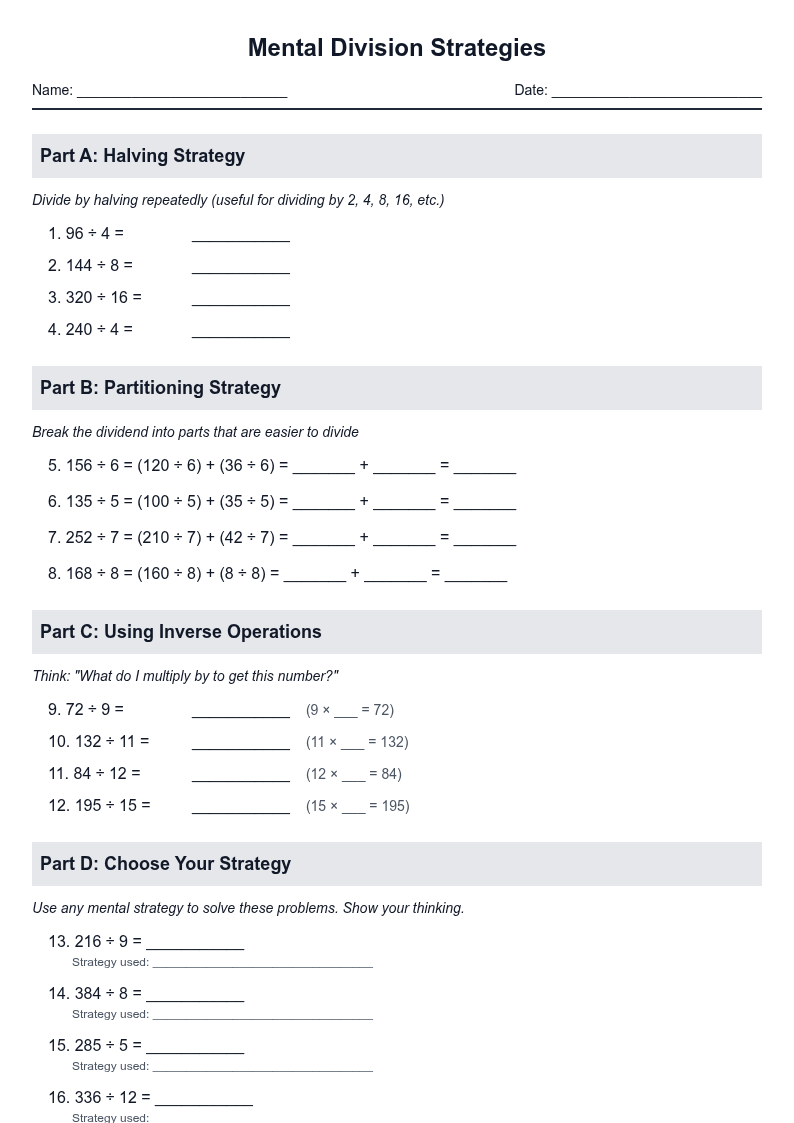 Mental Division Strategies