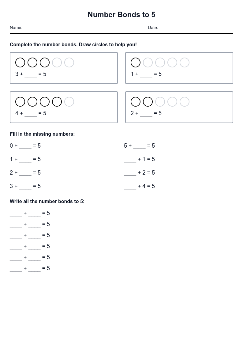 Number Bonds to 5