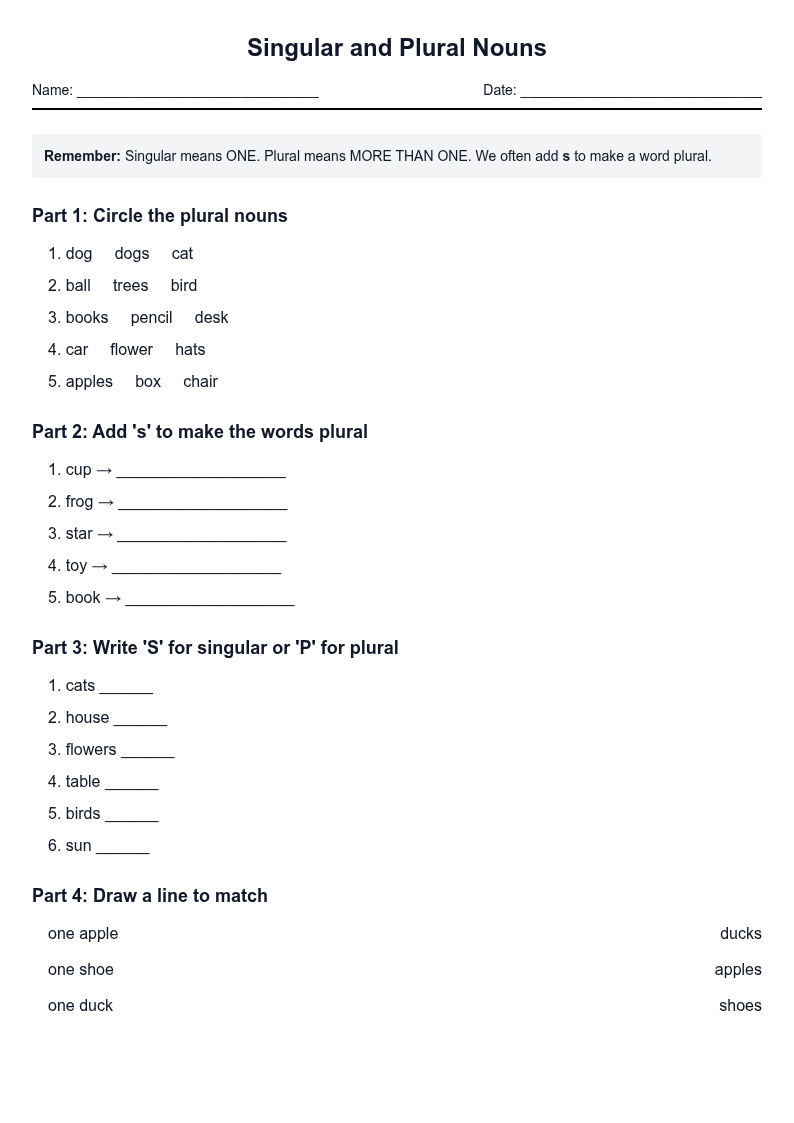 Singular and Plural Nouns