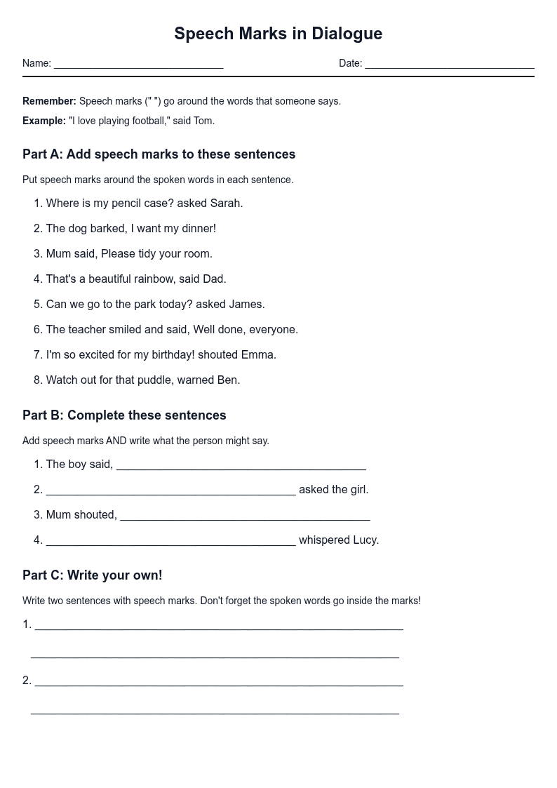 Speech Marks in Dialogue