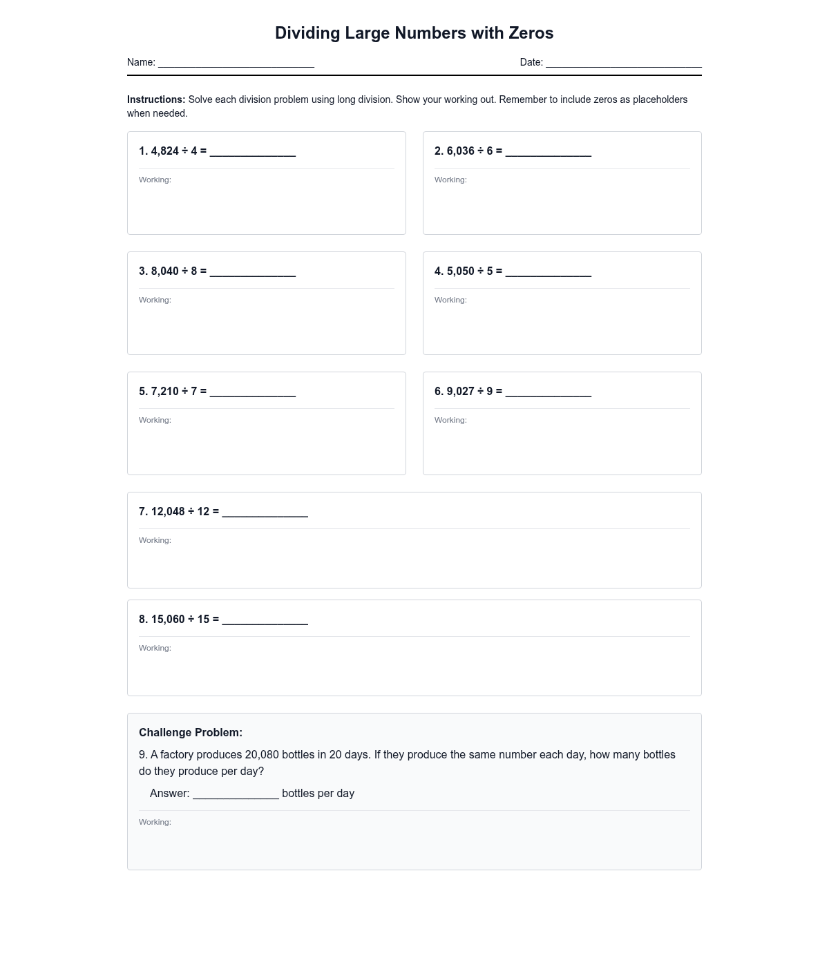 Dividing Large Numbers with Zeros