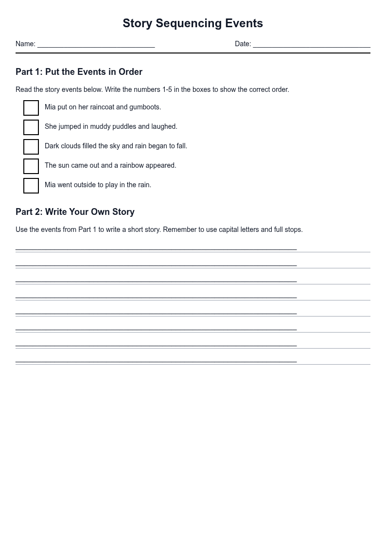 Story Sequencing Events