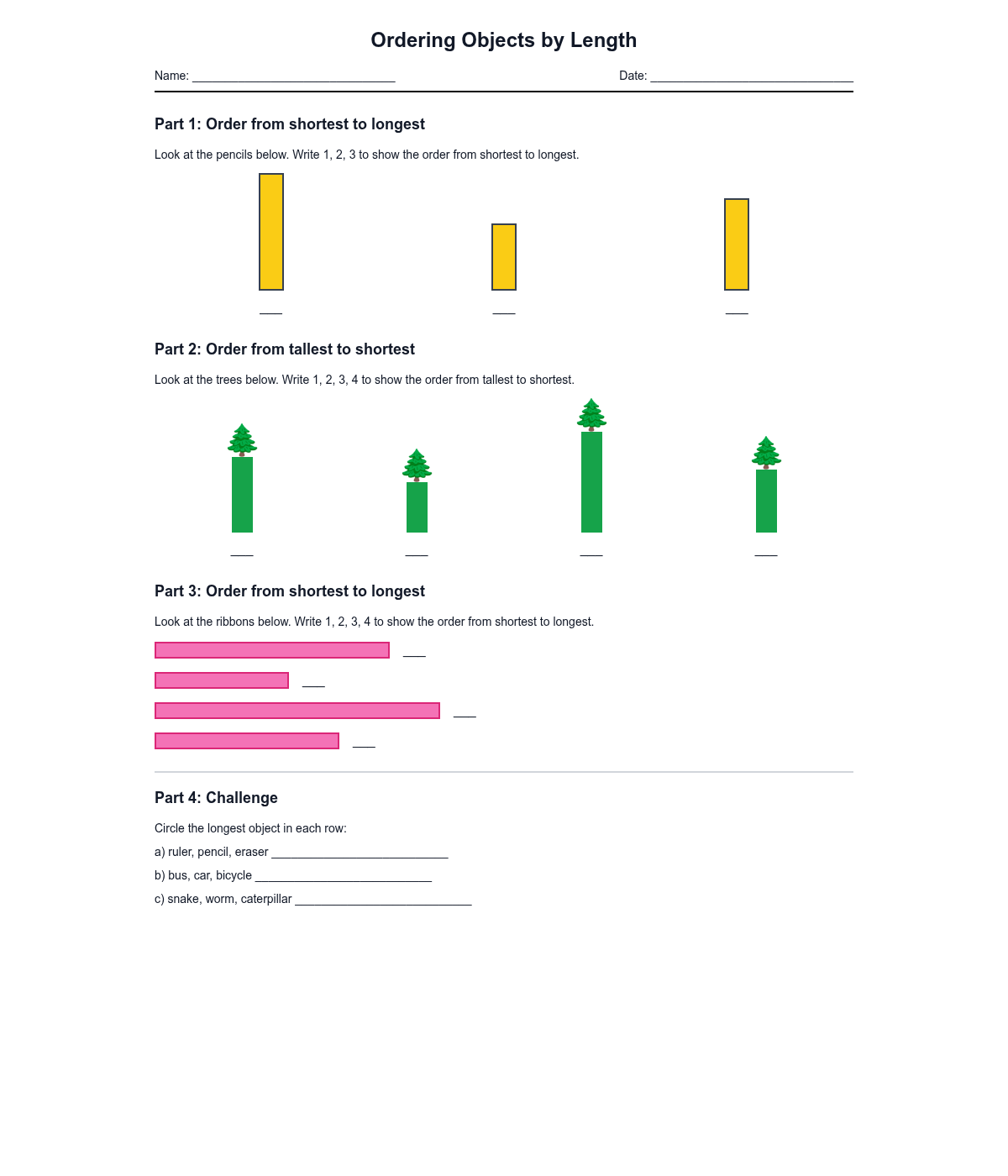 Ordering Objects by Length