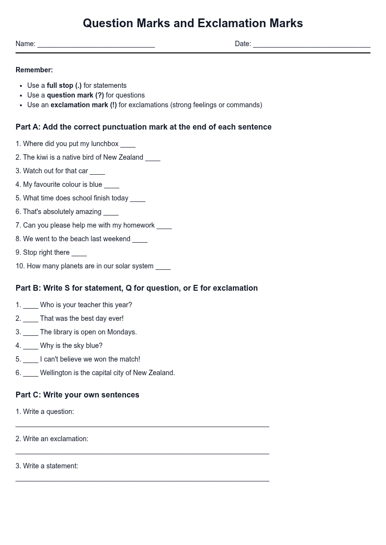 Question Marks and Exclamation Marks