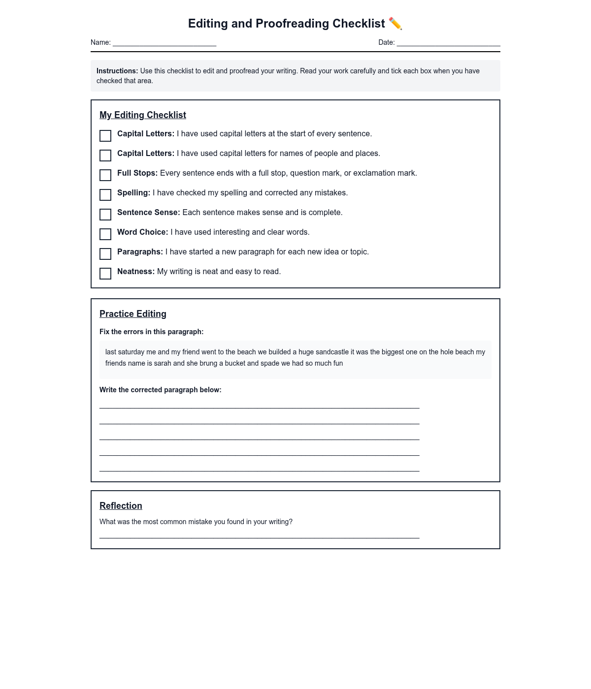 Editing and Proofreading Checklist